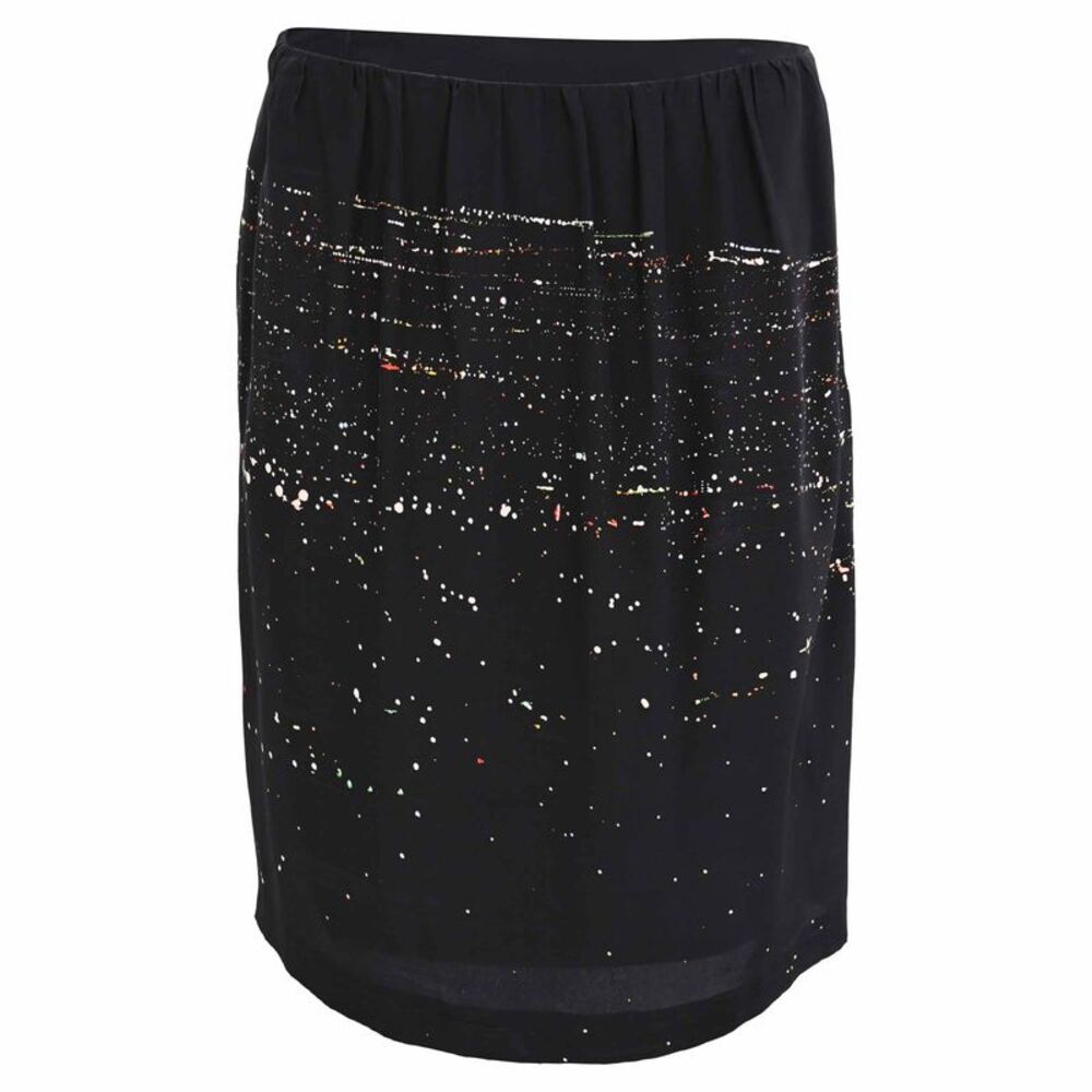 Dries Van Noten Printed Mini Skirt in Black Silk